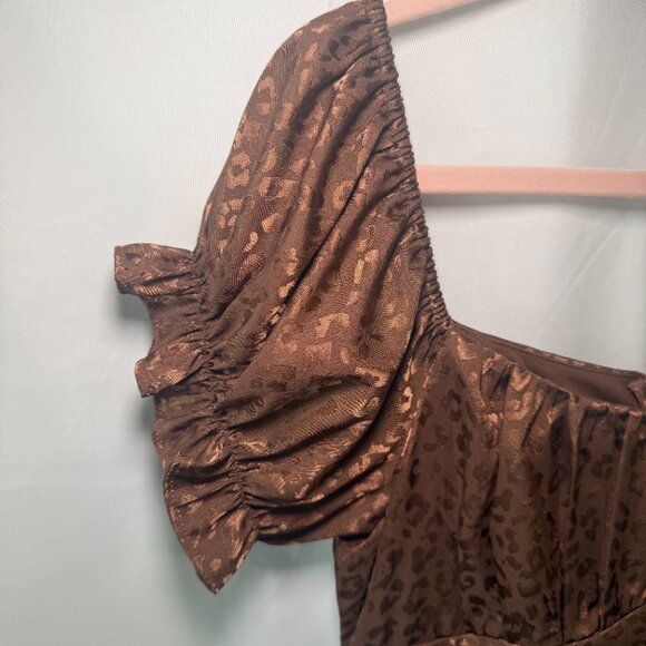 Mi Ami Brown Puff Sleeve Tie Waist Dress - Picture 5 of 5